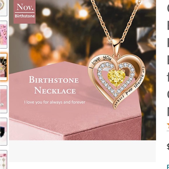 Redbee November Birthstone Heart Necklace New - Picture 11 of 16